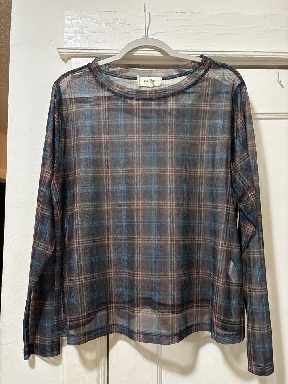 Anthropologie Porridge Mesh Plaid Shirt 1X